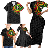 Adinkra Symbols Family Matching Short Sleeve Bodycon Dress and Hawaiian Shirt African Culture - Wonder Print Shop