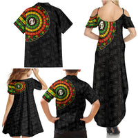 Adinkra Symbols Family Matching Summer Maxi Dress and Hawaiian Shirt African Culture - Wonder Print Shop
