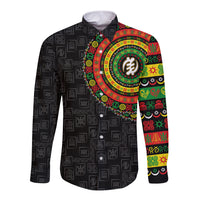 Adinkra Symbols Long Sleeve Button Shirt African Culture - Wonder Print Shop
