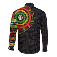 Adinkra Symbols Long Sleeve Button Shirt African Culture - Wonder Print Shop