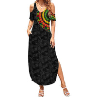 Adinkra Symbols Summer Maxi Dress African Culture - Wonder Print Shop