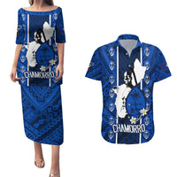 Guam Chamorro Warrior Couples Matching Puletasi Dress and Hawaiian Shirt Traditional Tribal Patterns - Wonder Print Shop