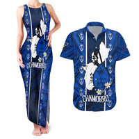 Guam Chamorro Warrior Couples Matching Tank Maxi Dress and Hawaiian Shirt Traditional Tribal Patterns - Wonder Print Shop