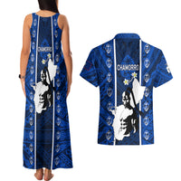 Guam Chamorro Warrior Couples Matching Tank Maxi Dress and Hawaiian Shirt Traditional Tribal Patterns - Wonder Print Shop