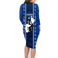 Guam Chamorro Warrior Family Matching Long Sleeve Bodycon Dress and Hawaiian Shirt Traditional Tribal Patterns - Wonder Print Shop