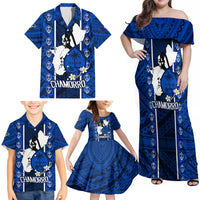 Guam Chamorro Warrior Family Matching Off Shoulder Maxi Dress and Hawaiian Shirt Traditional Tribal Patterns - Wonder Print Shop
