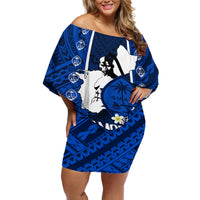 Guam Chamorro Warrior Off Shoulder Short Dress Traditional Tribal Patterns - Wonder Print Shop