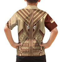 Fiji Bula Family Matching Off Shoulder Short Dress and Hawaiian Shirt Tapa Pattern Design - Wonder Print Shop