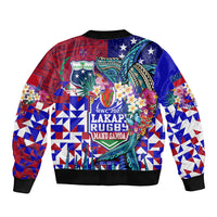 Manu Samoa Rugby 2023 Sleeve Zip Bomber Jacket Humpback Whale Hexagon Tribal Tropical Style - Wonder Print Shop