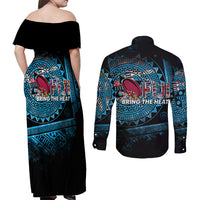 Fiji Rugby Couples Matching Off Shoulder Maxi Dress and Long Sleeve Button Shirts Bring The Heat - Wonder Print Shop