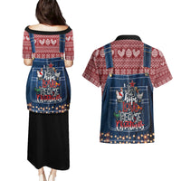 Merry Clucking Christmas Couples Matching Puletasi Dress and Hawaiian Shirt Chicken Santa Hat - Wonder Print Shop