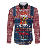 Merry Clucking Christmas Family Matching Long Sleeve Bodycon Dress and Hawaiian Shirt Chicken Santa Hat - Wonder Print Shop