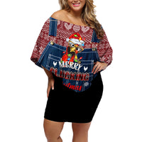 Merry Clucking Christmas Family Matching Off Shoulder Short Dress and Hawaiian Shirt Chicken Santa Hat - Wonder Print Shop