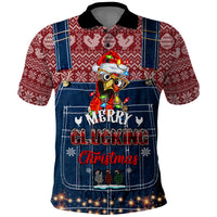 Merry Clucking Christmas Polo Shirt Chicken Santa Hat - Wonder Print Shop