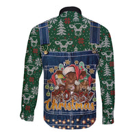 Mooey Christmas Long Sleeve Button Shirt Cow Santa Hat - Wonder Print Shop