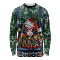 Mooey Christmas Long Sleeve Shirt Cow Santa Hat - Wonder Print Shop
