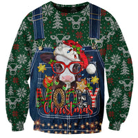 Mooey Christmas Sweatshirt Cow Santa Hat - Wonder Print Shop