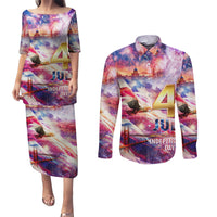 Custom 4th Of July Independence Day American Couples Matching Puletasi and Long Sleeve Button Shirt - Wonder Print Shop