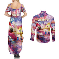 Custom 4th Of July Independence Day American Couples Matching Summer Maxi Dress and Long Sleeve Button Shirt - Wonder Print Shop