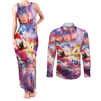 Custom 4th Of July Independence Day American Couples Matching Tank Maxi Dress and Long Sleeve Button Shirt - Wonder Print Shop