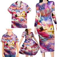 Custom 4th Of July Independence Day American Family Matching Long Sleeve Bodycon Dress and Hawaiian Shirt - Wonder Print Shop