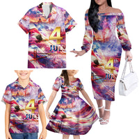 Custom 4th Of July Independence Day American Family Matching Off The Shoulder Long Sleeve Dress and Hawaiian Shirt - Wonder Print Shop