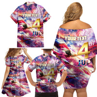 Custom 4th Of July Independence Day American Family Matching Off Shoulder Short Dress and Hawaiian Shirt - Wonder Print Shop