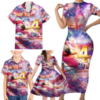 Custom 4th Of July Independence Day American Family Matching Short Sleeve Bodycon Dress and Hawaiian Shirt - Wonder Print Shop
