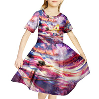 Custom 4th Of July Independence Day American Kid Short Sleeve Dress - Wonder Print Shop
