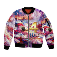 Custom 4th Of July Independence Day American Sleeve Zip Bomber Jacket - Wonder Print Shop