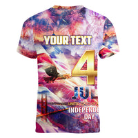 Custom 4th Of July Independence Day American Women V-Neck T-Shirt - Wonder Print Shop