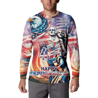 Personalized American Independence Day Button Sweatshirt 4th of July Statue of Liberty - Wonder Print Shop