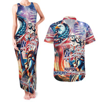 Personalized American Independence Day Couples Matching Tank Maxi Dress and Hawaiian Shirt 4th of July Statue of Liberty - Wonder Print Shop