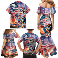 Personalized American Independence Day Family Matching Mermaid Dress and Hawaiian Shirt 4th of July Statue of Liberty - Wonder Print Shop