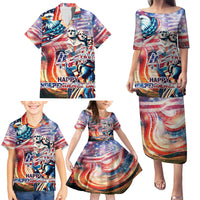 Personalized American Independence Day Family Matching Puletasi and Hawaiian Shirt 4th of July Statue of Liberty - Wonder Print Shop