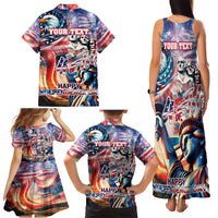 Personalized American Independence Day Family Matching Tank Maxi Dress and Hawaiian Shirt 4th of July Statue of Liberty - Wonder Print Shop