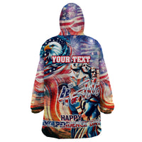 Personalized American Independence Day Wearable Blanket Hoodie 4th of July Statue of Liberty - Wonder Print Shop