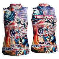 Personalized American Independence Day Women Sleeveless Polo Shirt 4th of July Statue of Liberty - Wonder Print Shop