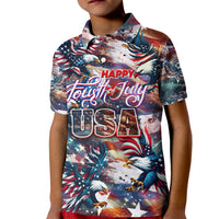 Happy Fourth of July Kid Polo Shirt American Eagle Flag US Independence Day - Wonder Print Shop