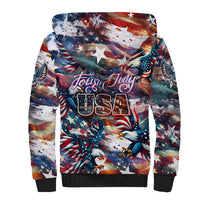 Happy Fourth of July Sherpa Hoodie American Eagle Flag US Independence Day - Wonder Print Shop