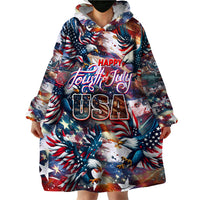 Happy Fourth of July Wearable Blanket Hoodie American Eagle Flag US Independence Day - Wonder Print Shop