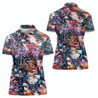 Happy Fourth of July Women Polo Shirt American Eagle Flag US Independence Day - Wonder Print Shop