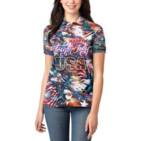 Happy Fourth of July Women Polo Shirt American Eagle Flag US Independence Day - Wonder Print Shop