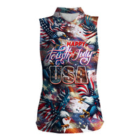 Happy Fourth of July Women Sleeveless Polo Shirt American Eagle Flag US Independence Day - Wonder Print Shop