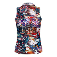 Happy Fourth of July Women Sleeveless Polo Shirt American Eagle Flag US Independence Day - Wonder Print Shop