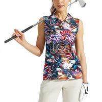 Happy Fourth of July Women Sleeveless Polo Shirt American Eagle Flag US Independence Day - Wonder Print Shop