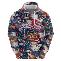 Happy Fourth of July Zip Hoodie American Eagle Flag US Independence Day - Wonder Print Shop