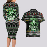 Merry Christmas Schrute Farms Couples Matching Long Sleeve Bodycon Dress and Hawaiian Shirt - Wonder Print Shop