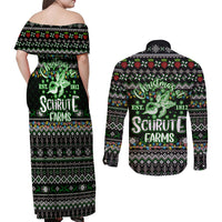 Merry Christmas Schrute Farms Couples Matching Off Shoulder Maxi Dress and Long Sleeve Button Shirt - Wonder Print Shop