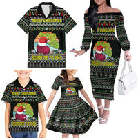 Merry Christmas Schrute Farms Family Matching Off Shoulder Long Sleeve Dress and Hawaiian Shirt - Wonder Print Shop
